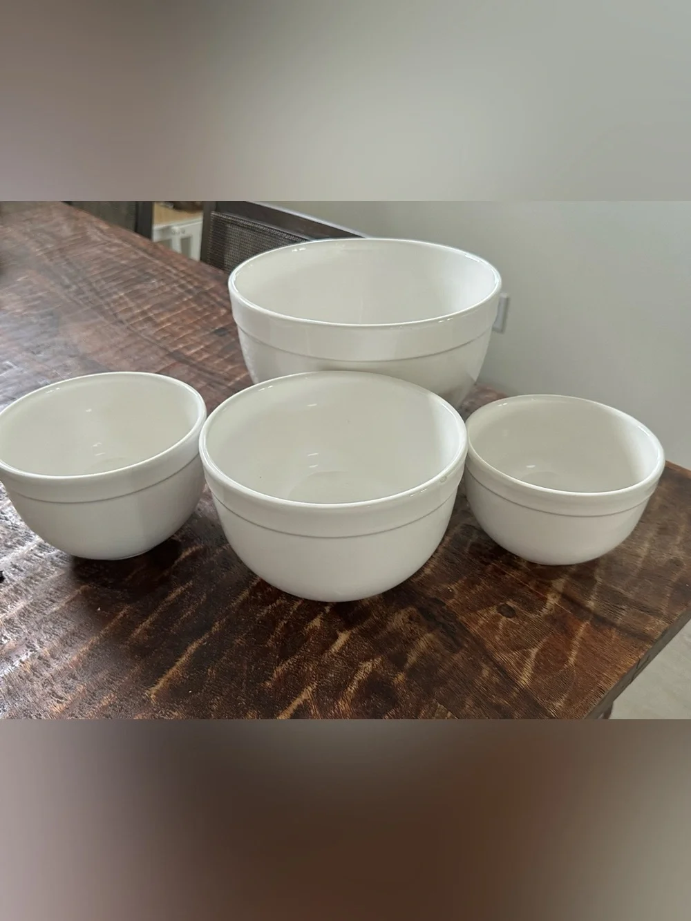 Crate&Barrel White Ceramic Nesting Mixing Bowl Set